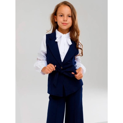 Костюм школьный для девочки жилет и брюки Синий Мир W9021A-G39 синий 2