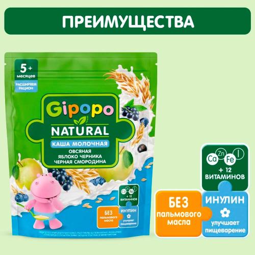 Каша Овсяная молочная яблоко черника смородина 170 г с 5 месяцев Gipopo фото 2