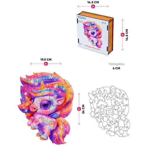 Деревянный пазл Единорог Карамелька 50 деталей Melograno MPZCA44-M фото 3