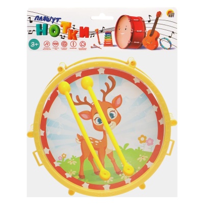 Барабан игрушечный Музыкальный бум 3 16 см Рыжий кот И-5228 3