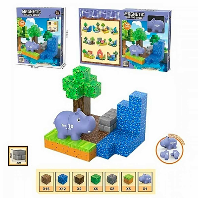 Конструктор Магнитный 42 кубика и фигурка Zhorya ZY1782428 2