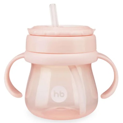 Поильник с трубочкой и ручками 250мл Happy Baby 14012 pink 2