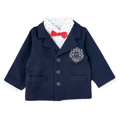 Костюм пиджак брюки рубашка для мальчика Little star 601243 синий 2