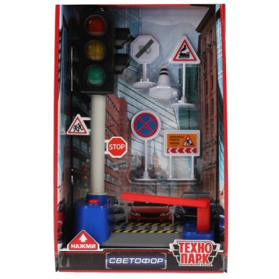 Модель Светофор со знаками Технопарк TRAFF-22PLSIGN-BU