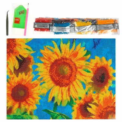 Алмазная мозаика Подсолнухи 30х40 см полное заполнение MultiArt AM30X40-MULTI51