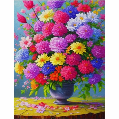 Алмазная мозаика Яркий летний букет Рыжий кот НД-8588