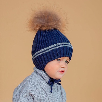 Шапка зимняя утеплённая с меховым помп размер 44-46 Наследникъ НВ1017-ТСИН 3