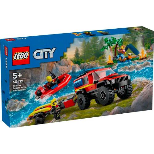 Конструктор Lego City Пожарная машина 4x4 со спасательной лодкой 301 деталь Lego 60412 фото 3