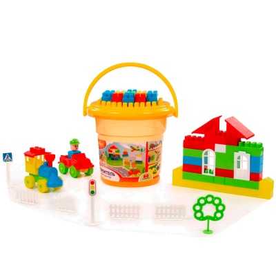 Конструктор для малышей Строитель 68 элементов Полесье 24408 1