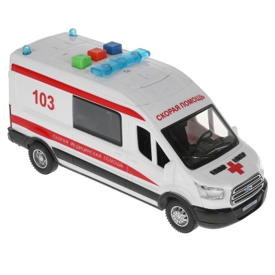 Машинка Ford Transit Скорая помощь Технопарк TRANSITVAN-16PLAMB-WH 03