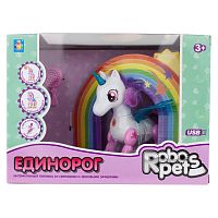 Интерактивная игрушка Робо Единорог бело розовый 1toy Т16802