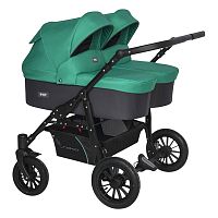Коляска для двойни 2 в 1 Riko Basic Saxo 01 бирюзовый-чёрный