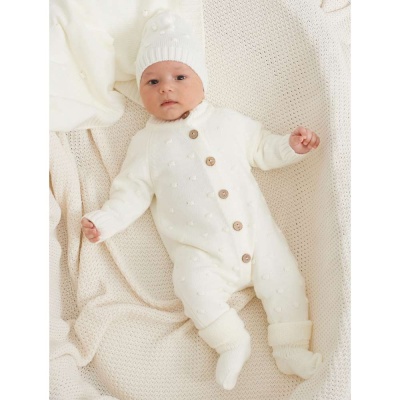 Вязаный комплект Пупырка 3 предмета Luxury Baby РП-0099-96 молочн