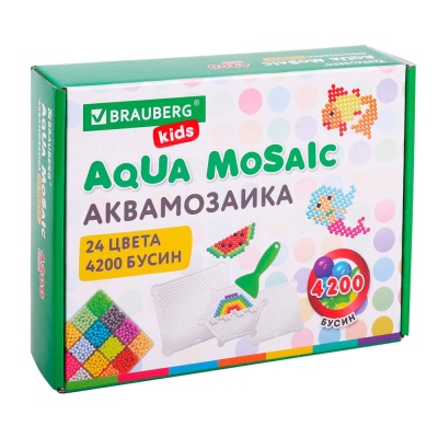 Аквамозаика 24 цвета 4200 бусин с трафаретами Brauberg Kids 664916 5