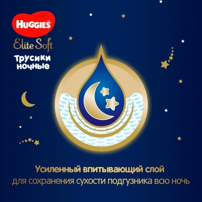 Трусики подгузники Элит Софт ночные 6 размер 15-25кг 16 шт Huggies 4
