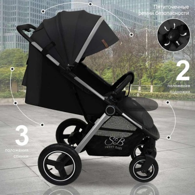Коляска прогулочная Suburban Compatto Air Silver Black Sweet Baby