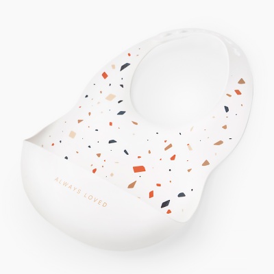 Нагрудный фартук силиконовый Happy Baby 16017 white terrazzo 2