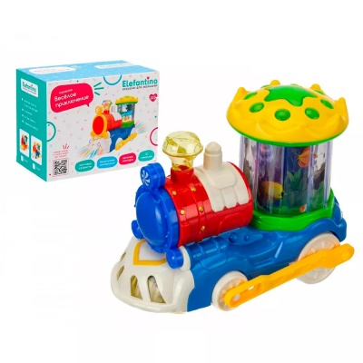 Паровозик на батарейках с 3D аквариумом мелодии свет Elefantino IT107149
