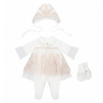 Комплект Рококо для девочки 3 предмета Наследникъ 01050-02002-038 экрю 3