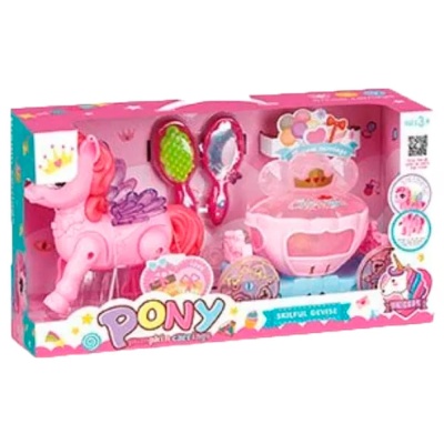 Веселая Пони с каретой звук свет Qkid 2291 2