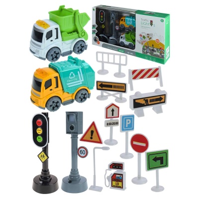 Игровой набор Светофор 2 машинки игровое поле 13 знаков Рыжий кот 2323767 1