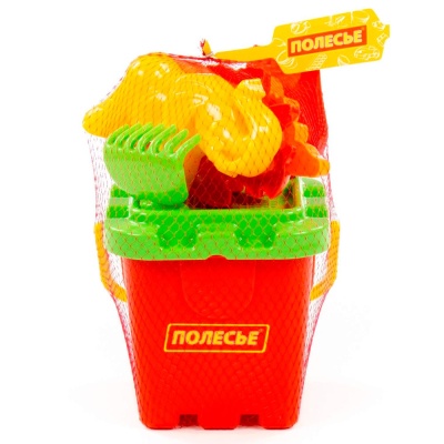 Набор для песочницы №287 ведро-крепость, ситечко-крепость, лопатка, грабельки Полесье 35493 2