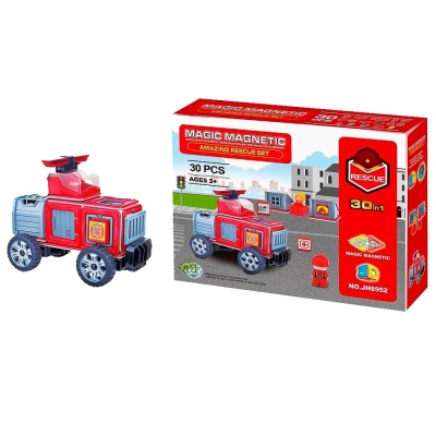 Магнитный конструктор Пожарная машинка 30 деталей Play Smart JH8952 2