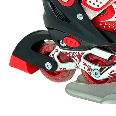 Ролики раздвижные размер 34-37 со светом Dvizhok 141V-670-8 черно красные 2