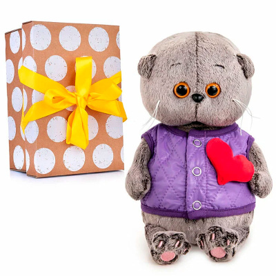 Мягкая игрушка Кот Басик Baby в дутом жилете с сердечком Budi Basa BB-123 4