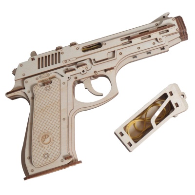 Конструктор деревянный Пистолет №ЛТ07052018 резинкострел 81 деталь Lemmo 0064 1