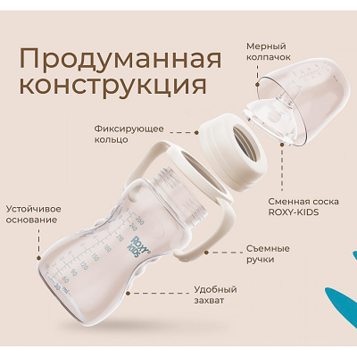 Бутылочка для кормления 260 мл от 6 месяцев Roxy-Kids RBTL-003-B 3
