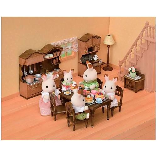 Игровой набор Sylvanian Families Классическая коричневая кухня с плитой и раковиной Epoch 2077 фото 3