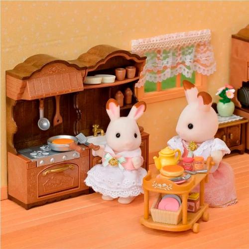 Игровой набор Sylvanian Families Классическая коричневая кухня с плитой и раковиной Epoch 2077 фото 2