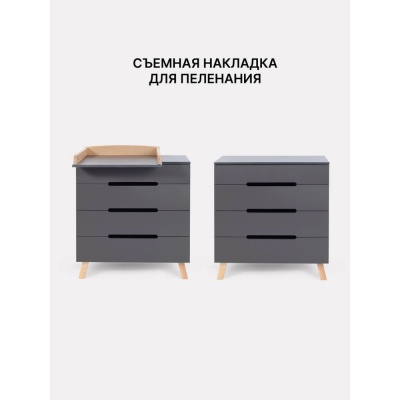 Комод пеленальный с органайзером Rant Indy Pro 800/4 Moon Grey
