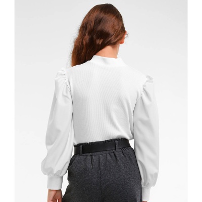 Блузка школьная для девочки Синяя Мода W284-G39 белая 3