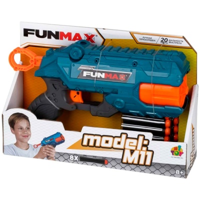 Бластер FunMax M11 механический 7 стволов 8 снарядов 1TOY Т24234 4