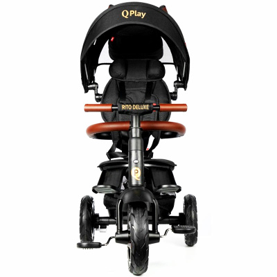 Детский трёхколёсный велосипед Rito с ручкой управления QPlay Deluxe1B черный 3