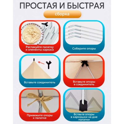 Палатка игровая Вигвам 116х116х123 см Рыжий кот SMYQ04 2