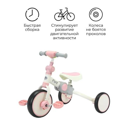Беговел-велосипед с ручкой Bubago Flint BG-FP-109-4 белый-розовый фото 9