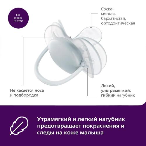 Пустышка Avent Ultra soft 6-18 месяцев 2 штуки Avent SCF091/18 фото 3
