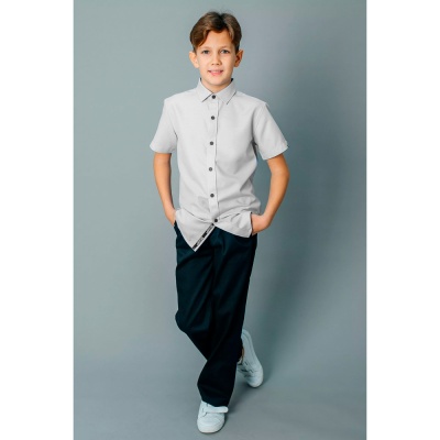 Рубашка школьная с коротким рукавом для мальчика Deloras С71752S светло серая 2