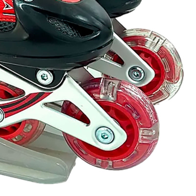 Ролики раздвижные размер 34-37 со светом Dvizhok 141V-670-8 черно красные 3