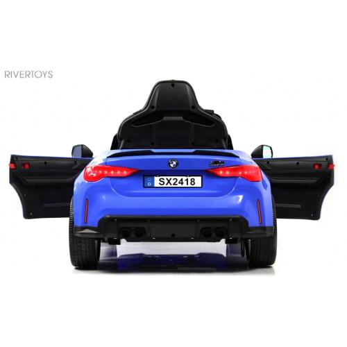 Детский электромобиль BMW M4 RiverToys A004AA синий фото 9