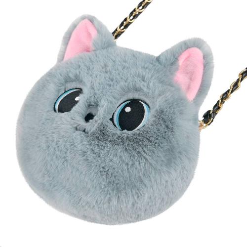 Сумочка для девочки плюшевая Кошечка серая 17 см Abtoys BGP0003 фото 2