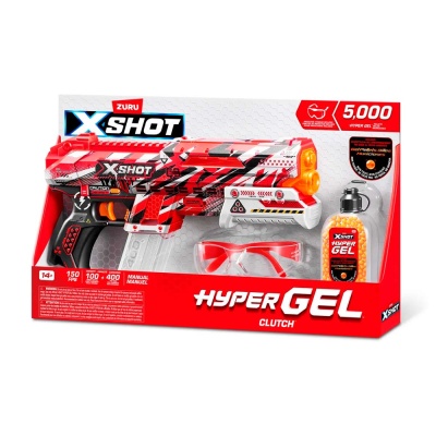Бластер с гидрогелевыми гранулами  X-Shot Hypergel Клатч 5000 гранул защитные очки Zuru 36622 5