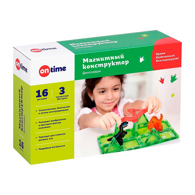 Магнитный конструктор Динозавры 16 деталей On time 45191 4