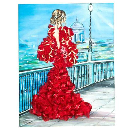 Мозаика из пайеток на холсте Девушка в красном Волшебная мастерская МХ-31 фото 2