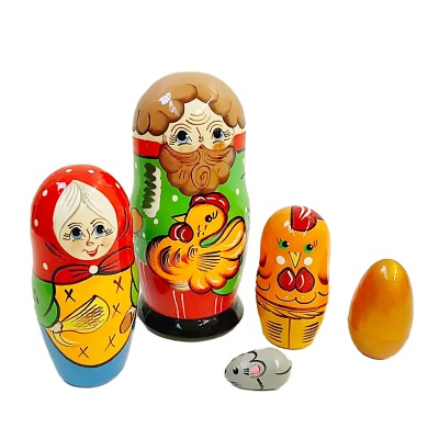 Матрешка Курочка Ряба 5 персонажей Нескучные игры 45/743 1