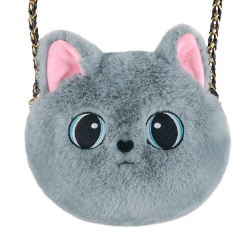 Сумочка для девочки плюшевая Кошечка серая 17 см Abtoys BGP0003 фото 5