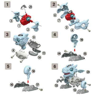 Конструктор Динозавр Птеранодон RoboLife 13.5 см свет и звук 1TOY Т23901 2